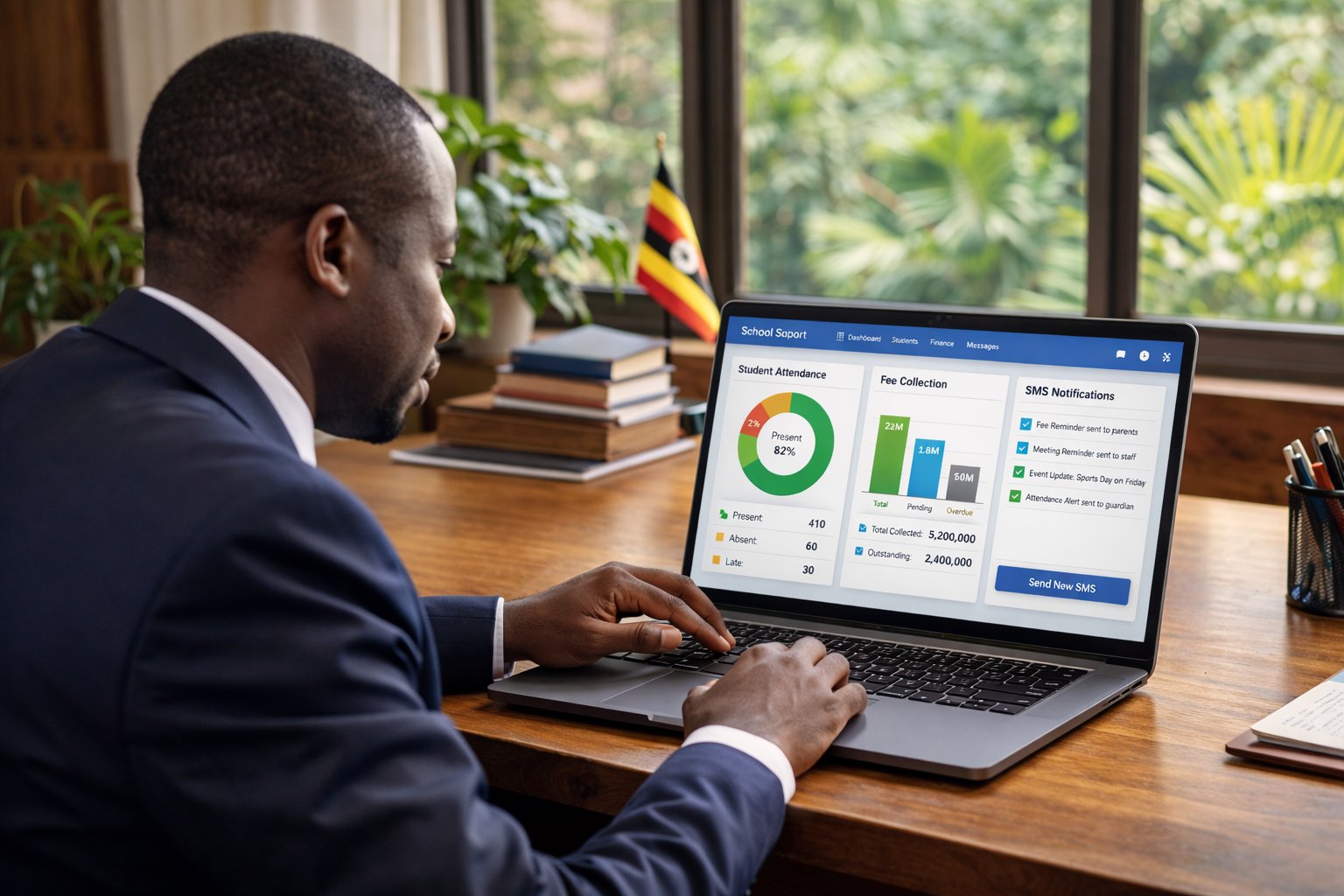School administrator using School Portal dashboard